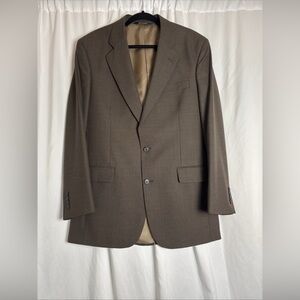 Jos.‎ A. Bank 40L Brown Plaid 100% Wool Blazer Sports Coat Suit Jacket 2 Button